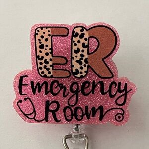 Pink Glitter Emergency Room Badge Reel